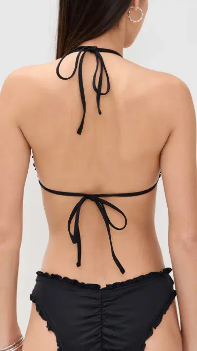 Frankies Bikinis Nick Ruffle Bikini Top Black | Thumbnail 3
