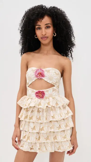 Sundress Hortensia Dress Eyelet Flower Gold S | Thumbnail 2