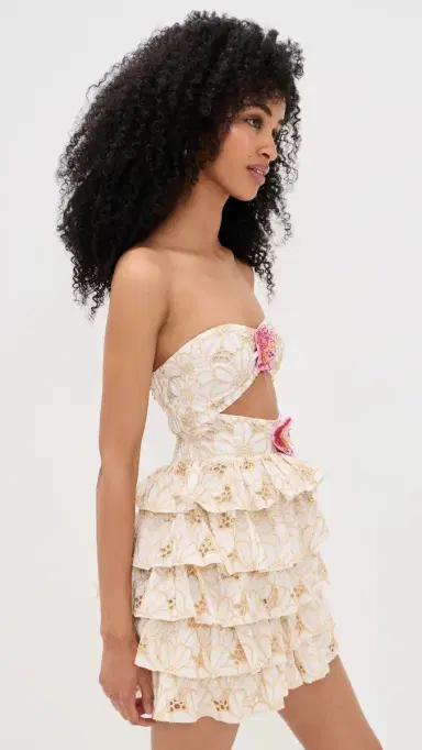 Sundress Hortensia Dress Eyelet Flower Gold S | Thumbnail 4