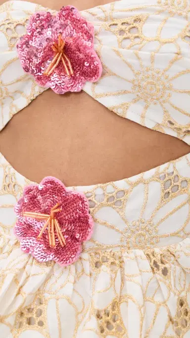 Sundress Hortensia Dress Eyelet Flower Gold S | Thumbnail 6