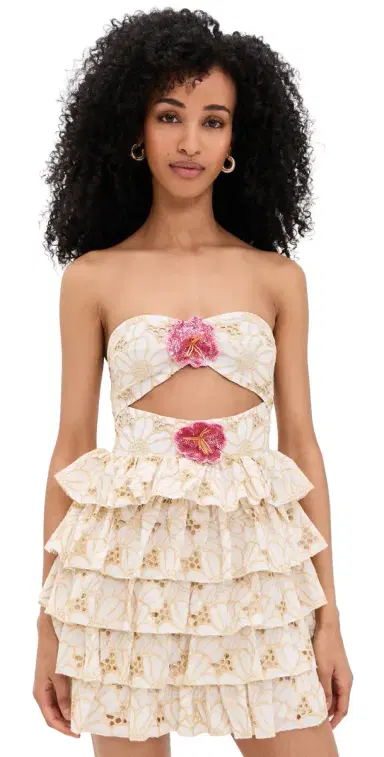 Sundress Hortensia Dress Eyelet Flower Gold S | Thumbnail 1