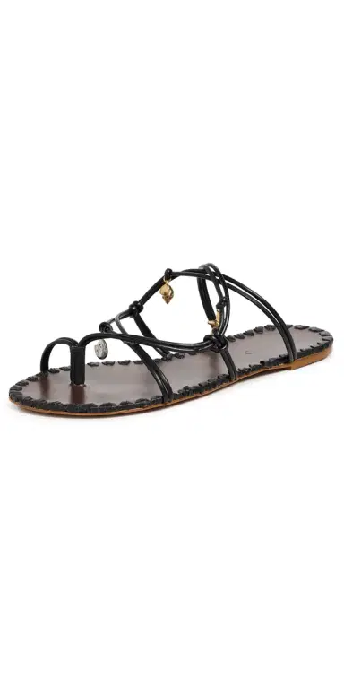Farm Rio Sea Flat Sandals Black And Cuoio | Thumbnail 1 Farm Rio Sea Flat Sandals Black And Cuoio | Thumbnail 1