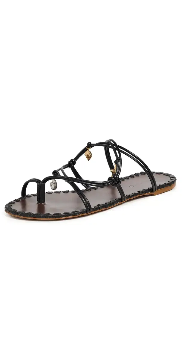 FARM Rio Sea Flat Sandals Black And Cuoio