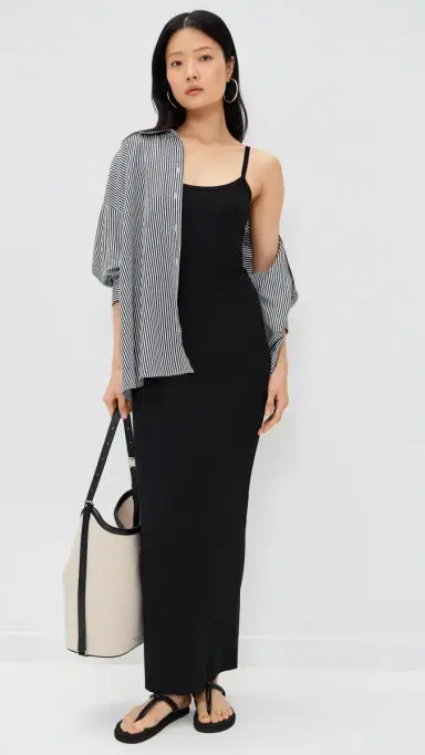 Cotton Citizen Verona Spaghetti Maxi Dress Jet Black | Thumbnail 5 Cotton Citizen Verona Spaghetti Maxi Dress Jet Black | Thumbnail 5