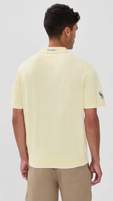 Malbon Golf x Birds of Georgia Blue Jay Knit Polo Soft Yellow | Thumbnail 3