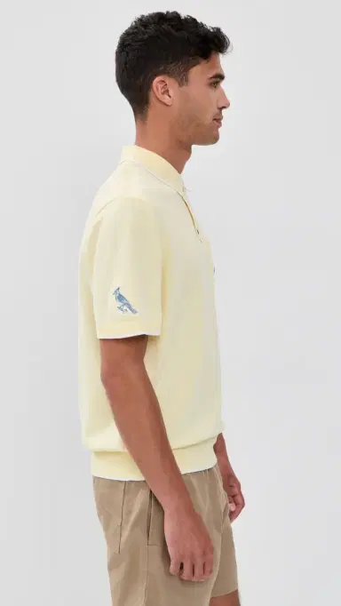 Malbon Golf x Birds of Georgia Blue Jay Knit Polo Soft Yellow | Thumbnail 4