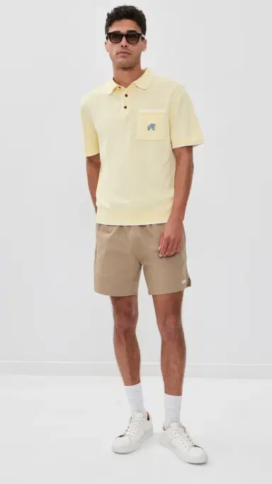 Malbon Golf x Birds of Georgia Blue Jay Knit Polo Soft Yellow | Thumbnail 5