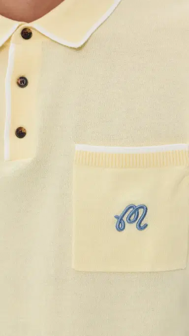Malbon Golf x Birds of Georgia Blue Jay Knit Polo Soft Yellow | Thumbnail 6