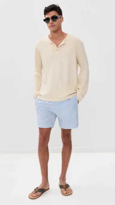 Onia Classic eersucker wim Shorts 7 Cobalt | Thumbnail 5