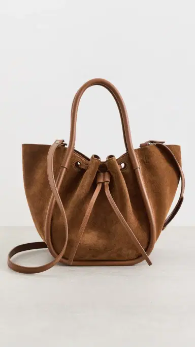 Proenza Schouler Small Ruched Tote In Soft Suede Saddle One Size | Thumbnail 2 Proenza Schouler Small Ruched Tote In Soft Suede Saddle One Size | Thumbnail 2