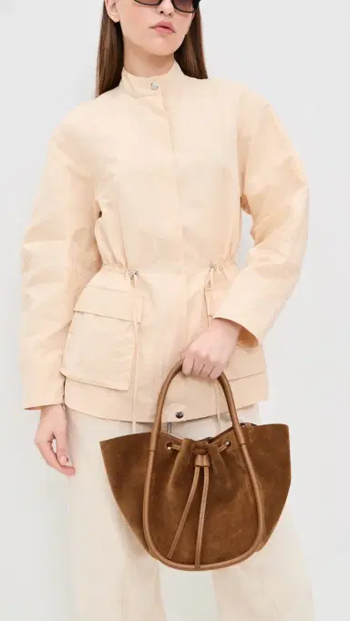 Proenza Schouler Small Ruched Tote In Soft Suede Saddle One Size | Thumbnail 3 Proenza Schouler Small Ruched Tote In Soft Suede Saddle One Size | Thumbnail 3