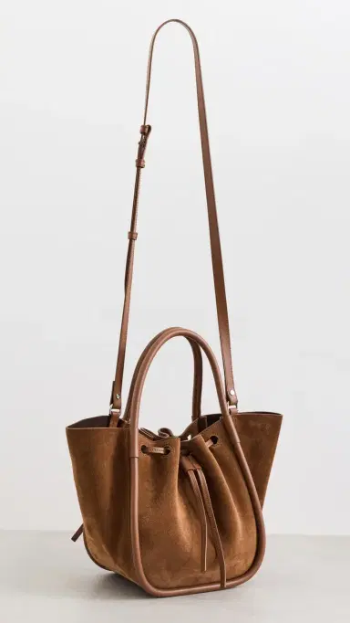 Proenza Schouler Small Ruched Tote In Soft Suede Saddle One Size | Thumbnail 4 Proenza Schouler Small Ruched Tote In Soft Suede Saddle One Size | Thumbnail 4