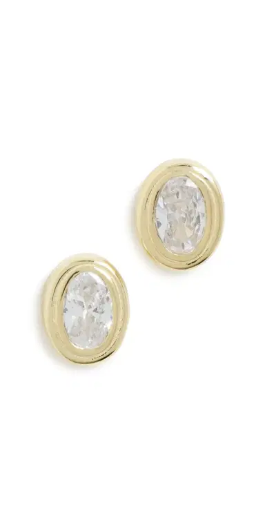 Shashi Reagan Studs Gold/Diamond | Thumbnail 1 Shashi Reagan Studs Gold/Diamond | Thumbnail 1
