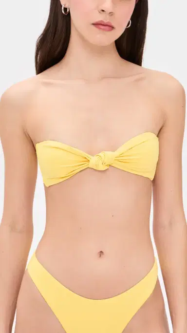 GOOD AMERICAN Matte Twist Bandeau Bikini Top Lemon Light L | Thumbnail 2