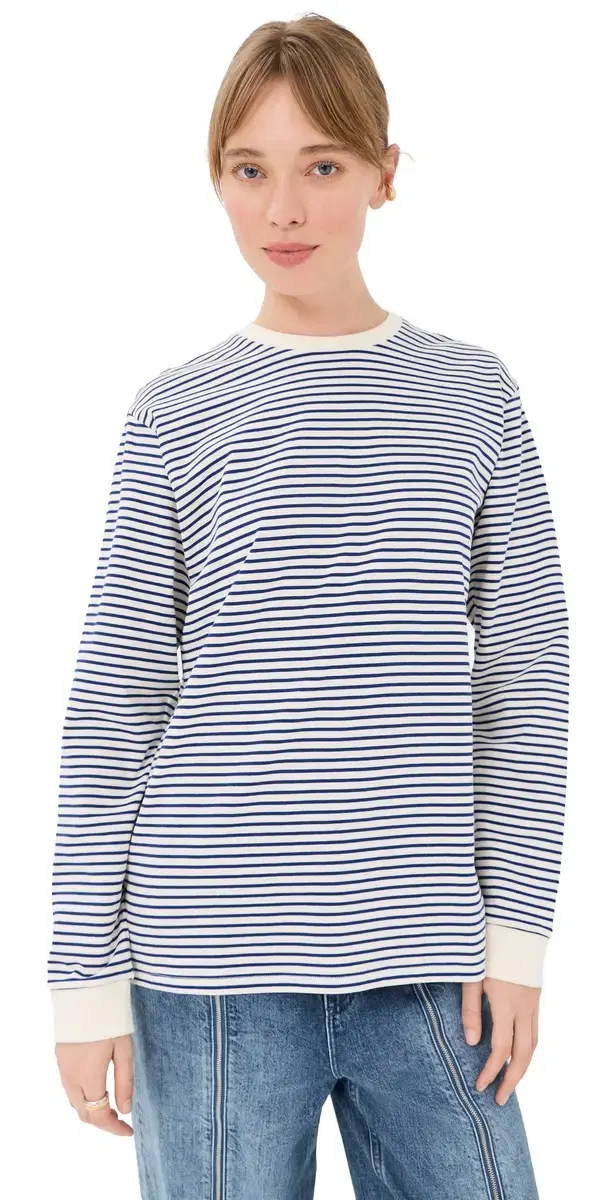 Striped Perfect ong Sleeve T-Shirt Blue/White Multi