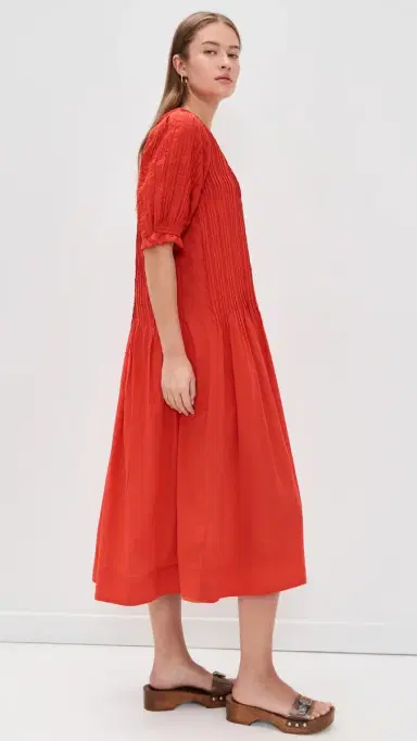 Sea Alberte Solid Puff Sleeve Dress Red | Thumbnail 4 Sea Alberte Solid Puff Sleeve Dress Red | Thumbnail 4