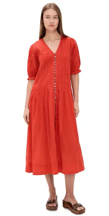 Sea Alberte Solid Puff Sleeve Dress Red | Thumbnail 1 Sea Alberte Solid Puff Sleeve Dress Red | Thumbnail 1