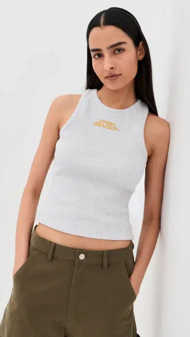 Casablanca Ribbed Tank Top Grey arle | Thumbnail 2 Casablanca Ribbed Tank Top Grey arle | Thumbnail 2
