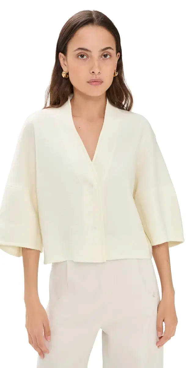 Short Wool Cardigan Off White