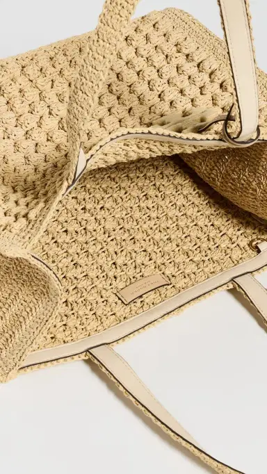 Tory Burch Ella Hand Crochet Popcorn Stitch Small Tote Bag Natural One Size | Thumbnail 5 Tory Burch Ella Hand Crochet Popcorn Stitch Small Tote Bag Natural One Size | Thumbnail 5