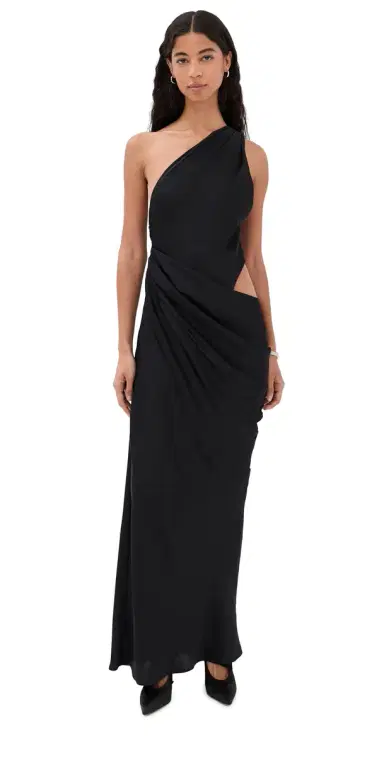 Misha The Isadora Satin Dress Black | Thumbnail 1