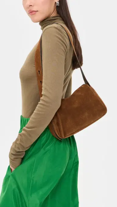 Tory Burch Romy Suede Small Shoulder Bag Caramel One Size | Thumbnail 3