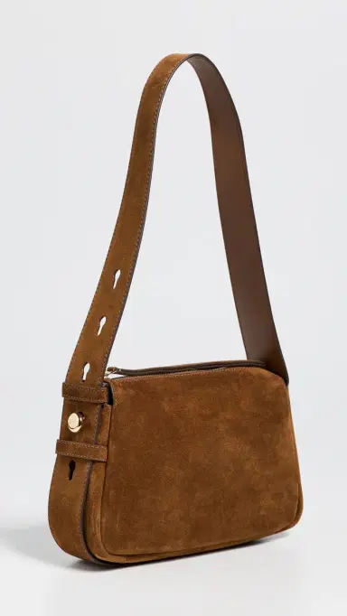 Tory Burch Romy Suede Small Shoulder Bag Caramel One Size | Thumbnail 4