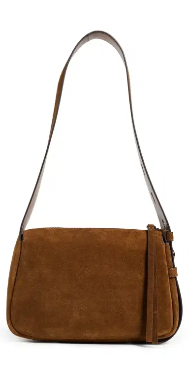 Tory Burch Romy Suede Small Shoulder Bag Caramel One Size | Thumbnail 1