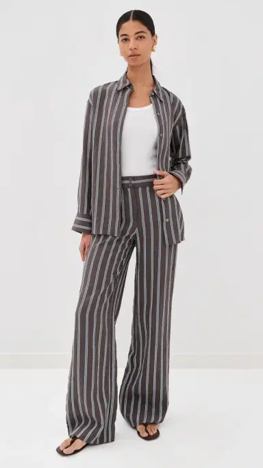 Veronica Beard Lloyd Button Down Shirt Dark Mocha | Thumbnail 5