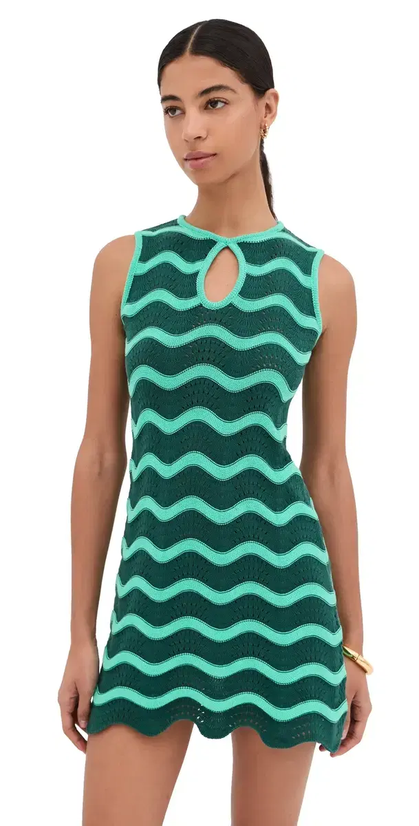 Wavy ini Dress Bicolor int/Dark Green