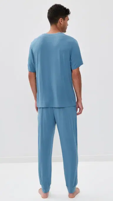 Eberjey Henry Modal Short Sleeve and Pants Pajama et late Blue | Thumbnail 3 Eberjey Henry Modal Short Sleeve and Pants Pajama et late Blue | Thumbnail 3
