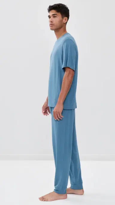 Eberjey Henry Modal Short Sleeve and Pants Pajama et late Blue | Thumbnail 4 Eberjey Henry Modal Short Sleeve and Pants Pajama et late Blue | Thumbnail 4