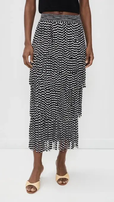 SIMONMILLER Za Za Knit Fringe Skirt Black/White pace Dye | Thumbnail 2 SIMONMILLER Za Za Knit Fringe Skirt Black/White pace Dye | Thumbnail 2