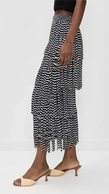 SIMONMILLER Za Za Knit Fringe Skirt Black/White pace Dye | Thumbnail 4 SIMONMILLER Za Za Knit Fringe Skirt Black/White pace Dye | Thumbnail 4