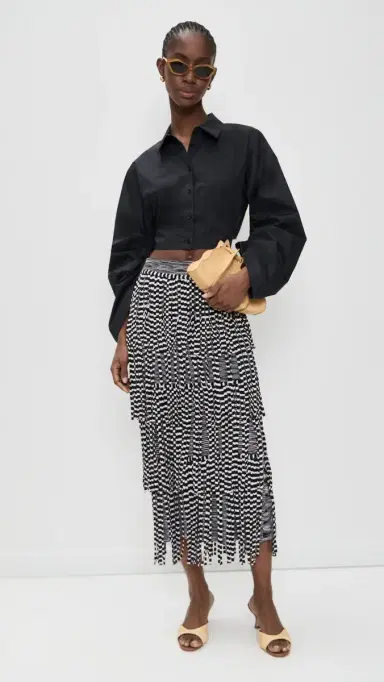 SIMONMILLER Za Za Knit Fringe Skirt Black/White pace Dye | Thumbnail 5 SIMONMILLER Za Za Knit Fringe Skirt Black/White pace Dye | Thumbnail 5