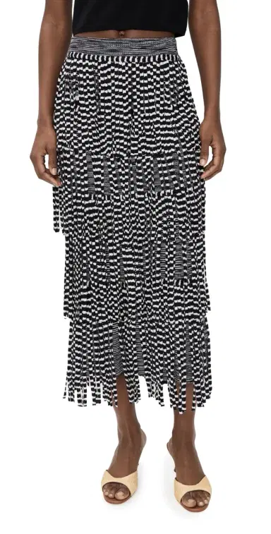 SIMONMILLER Za Za Knit Fringe Skirt Black/White pace Dye | Thumbnail 1 SIMONMILLER Za Za Knit Fringe Skirt Black/White pace Dye | Thumbnail 1