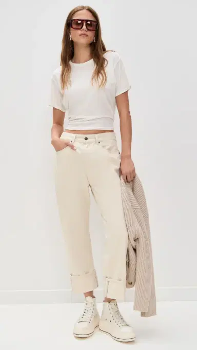 R13 Tight Waist Tee Ecru | Thumbnail 5