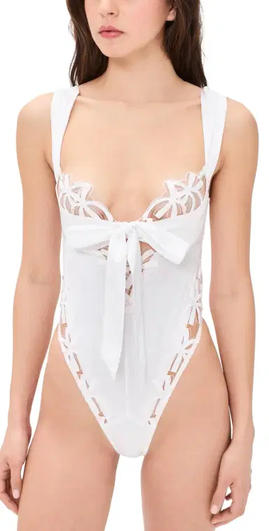 For Love & Lemons Hallie Teddy Thong Bodysuit White | Thumbnail 1 For Love & Lemons Hallie Teddy Thong Bodysuit White | Thumbnail 1