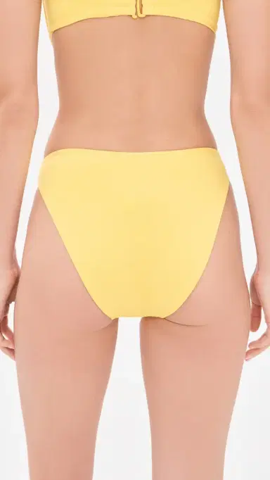 GOOD AMERICAN Matte Good Waist Cheeky Bikini Bottoms Lemon Light L | Thumbnail 3