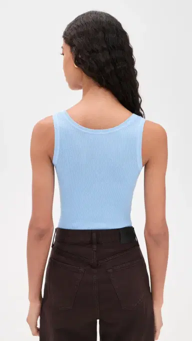 RENGGLI Scoop Neck Rib Tank Azure | Thumbnail 3