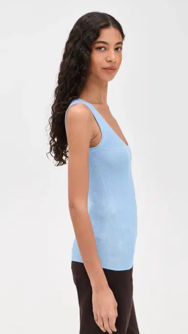 RENGGLI Scoop Neck Rib Tank Azure | Thumbnail 4