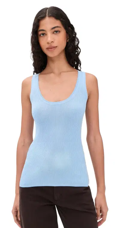 RENGGLI Scoop Neck Rib Tank Azure | Thumbnail 1