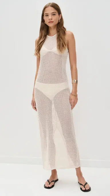 LE BOP Biarritz Maxi Coverup Dress Bone L | Thumbnail 5