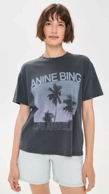 ANINE BING Cade Palms Tee Washed Grey | Thumbnail 2