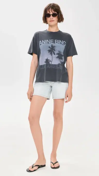 ANINE BING Cade Palms Tee Washed Grey | Thumbnail 5