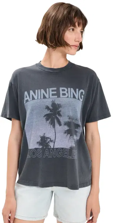 ANINE BING Cade Palms Tee Washed Grey | Thumbnail 1