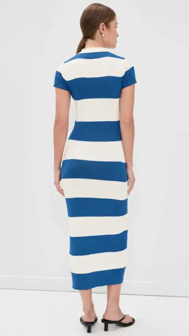 Rowing Blazers Striped Polo Maxi Dress Blue White Stripe | Thumbnail 3