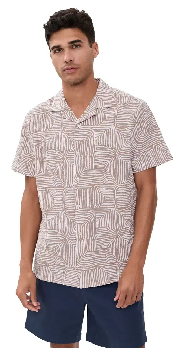 Castaway Textured Camp Shirt Wavy Sands
