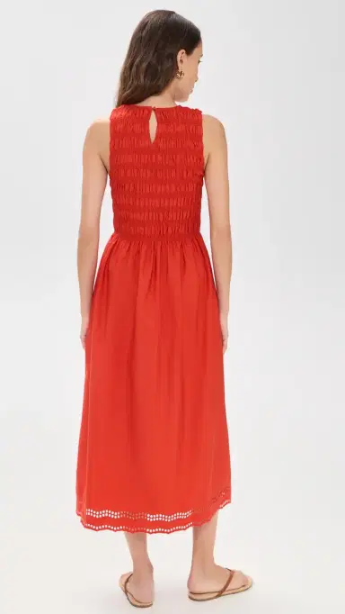 Madewell The Embroidered Melody Smocked Midi Dress Wild Poppy | Thumbnail 3 Madewell The Embroidered Melody Smocked Midi Dress Wild Poppy | Thumbnail 3