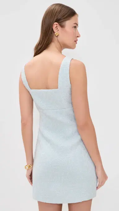 endless rose Square Neck Tweed Mini Dress Light Blue M | Thumbnail 3